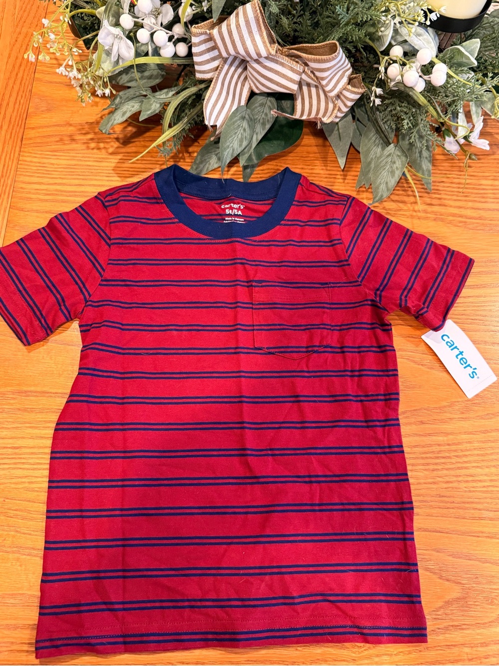 Carter’s Boys Striped Pocket Tee NWT – Red &Navy Short Sleeve Shirt